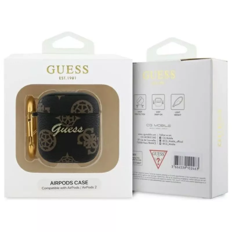Guess GUA2PG4GPK AirPods 1/2 -kotelo musta 4G Hook