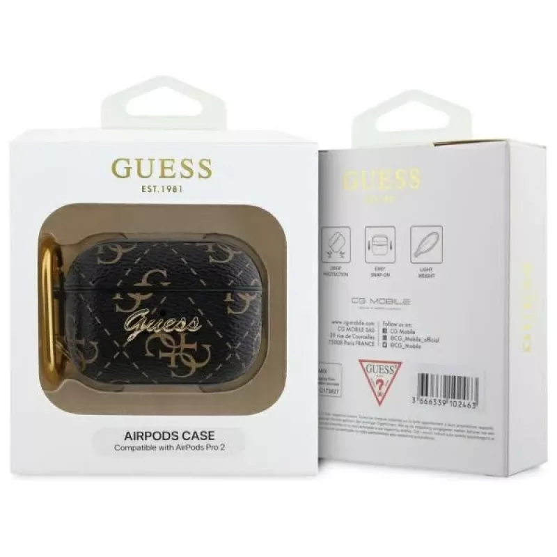Guess GUAP2PG4GPK AirPods Pro 2 (2022/2023) -kotelo musta 4G Hook