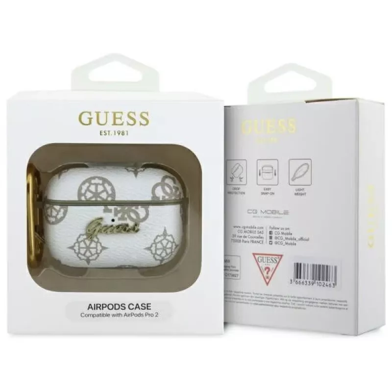 Guess GUAP2PG4GPH AirPods Pro 2 (2022/2023) -kotelo valkoinen 4G Hook