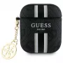 Guess GUA2P4RPSK AirPods 1/2 -kotelo musta 4G Printed Stripes Charm