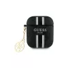 Guess GUA2P4RPSK AirPods 1/2 -kotelo musta 4G Printed Stripes Charm