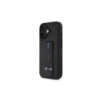 BMW BMHCP16SGSPCCK M Grip Stand Smooth and Carbon Hardcase iPhone 16 6.1 – musta