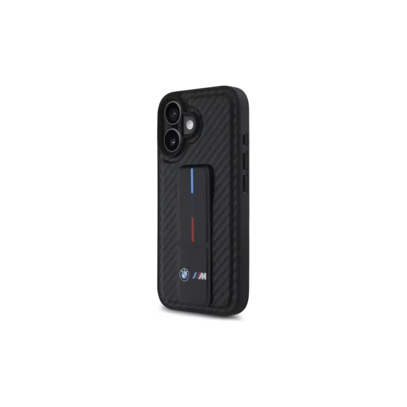 BMW BMHCP16SGSPCCK M Grip Stand Smooth and Carbon Hardcase iPhone 16 6.1 – musta