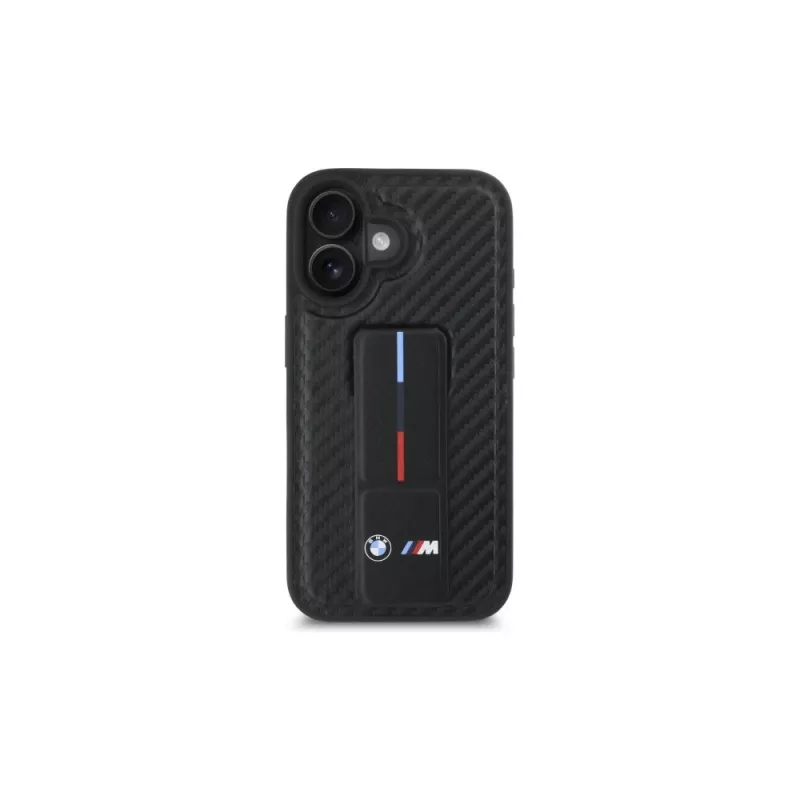BMW BMHCP16SGSPCCK M Grip Stand Smooth and Carbon Hardcase iPhone 16 6.1 – musta