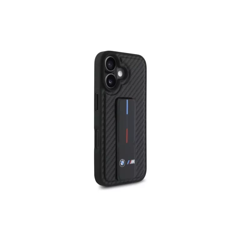 BMW BMHCP16SGSPCCK M Grip Stand Smooth and Carbon Hardcase iPhone 16 6.1 – musta