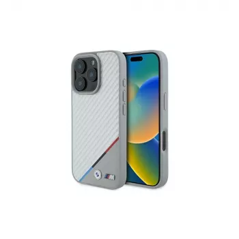 BMW M Carbon Tricolor Line hardcase iPhone 16 Pro 6,3 inch harmaa MagSafe