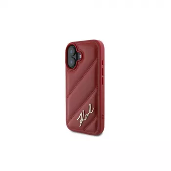 Karl Lagerfeld Quilted Signature -kotelo iPhone 16, punainen