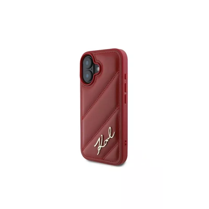 Karl Lagerfeld Quilted Signature -kotelo iPhone 16, punainen