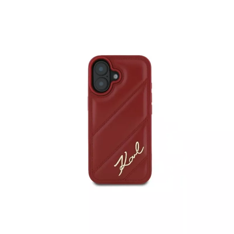 Karl Lagerfeld Quilted Signature -kotelo iPhone 16, punainen
