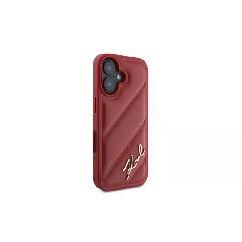 Karl Lagerfeld Quilted Signature -kotelo iPhone 16, punainen