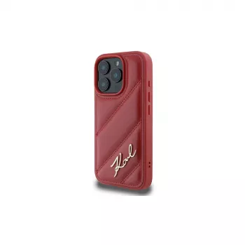 Karl Lagerfeld Quilted Signature -kotelo Apple iPhone 16 Pro (punainen)