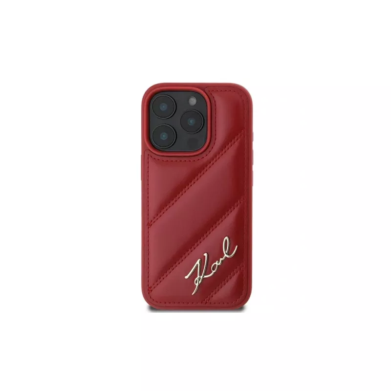 Karl Lagerfeld Quilted Signature -kotelo Apple iPhone 16 Pro (punainen)