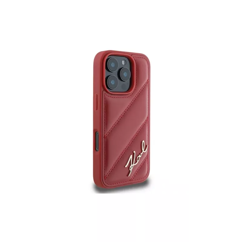 Karl Lagerfeld Quilted Signature -kotelo Apple iPhone 16 Pro (punainen)
