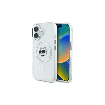 Karl Lagerfeld KLHMP16MHLSCHH hardcase IML Metal Choupette Head MagSafe iPhone 16 Plus 6.7 valkoinen