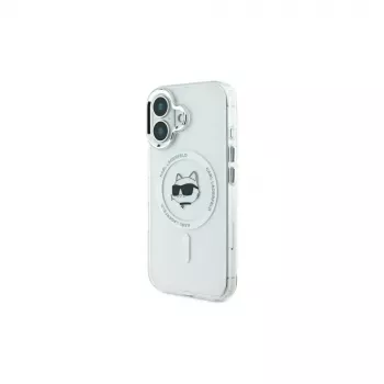 Karl Lagerfeld KLHMP16MHLSCHH hardcase IML Metal Choupette Head MagSafe iPhone 16 Plus 6.7 valkoinen