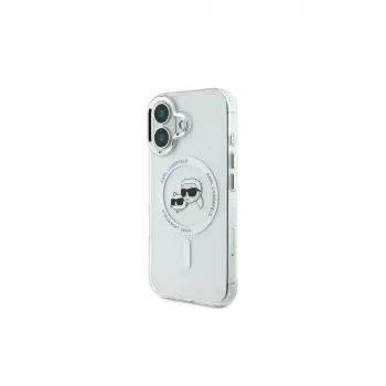 Karl Lagerfeld KLHMP16MHLSKCH iPhone 16 Plus 6.7 hardcase IML Metal Karl & Choupette Head MagSafe valkoinen
