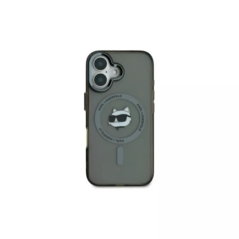 Karl Lagerfeld KLHMP16SHLSCHK iPhone 16 6.1 musta hardcase IML Metal Choupette Head MagSafe
