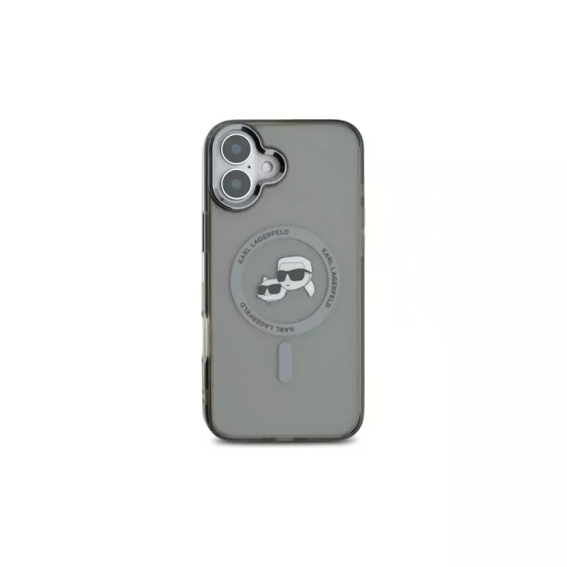 Karl Lagerfeld KLHMP16SHLSKCK hardcase Apple iPhone 16 6,1 inch musta IML metalli Karl & Choupette Head MagSafe