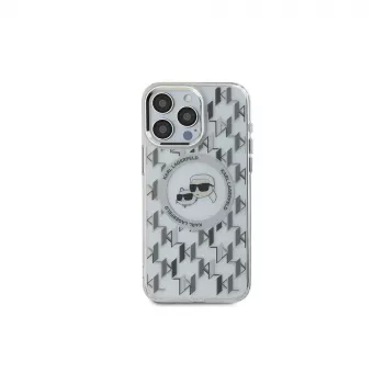 Karl Lagerfeld KLHMP16SHMCKMHT iPhone 16 läpinäkyvä IML Monogram Karl & Choupette Head MagSafe -kotelo