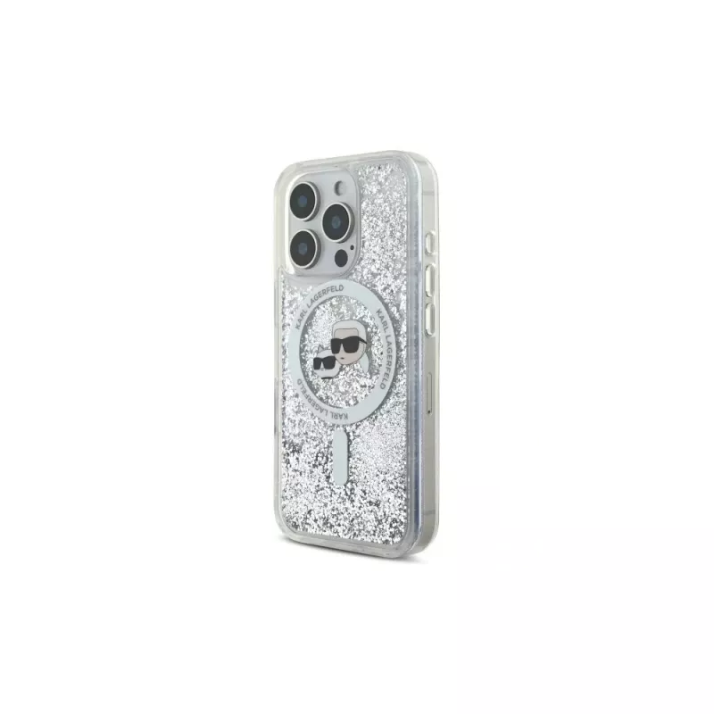 Karl Lagerfeld Liquid Glitter Karl & Choupette Head MagSafe -kuori Apple iPhone 16 Pro