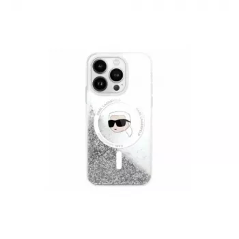Karl Lagerfeld Liquid Glitter Karl Head MagSafe -kuori iPhone 16 Pro läpinäkyvä