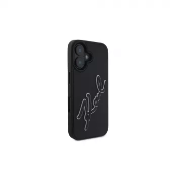 Karl Lagerfeld 3D Rubber Bicolor Signature -kuori iPhone 16 (musta)