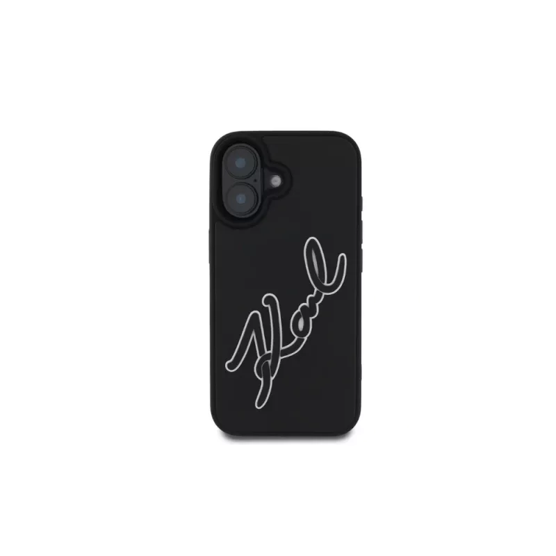 Karl Lagerfeld 3D Rubber Bicolor Signature -kuori iPhone 16 (musta)