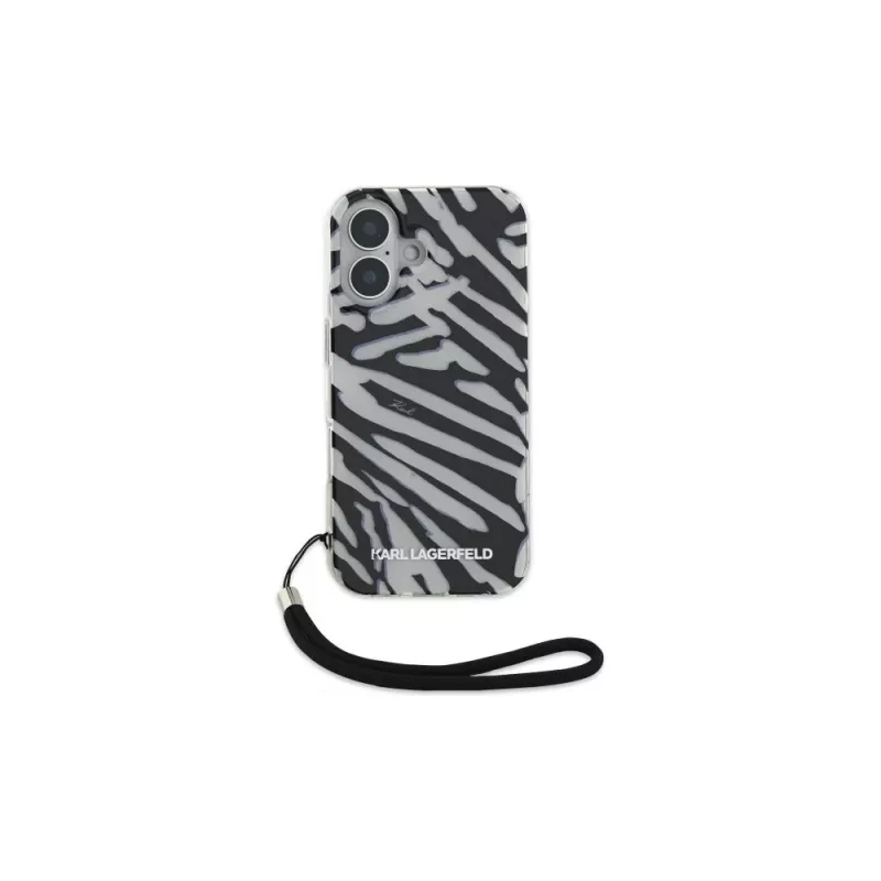 Karl Lagerfeld IML Zebra Pattern & Cord takakuori Apple iPhone 16 - musta