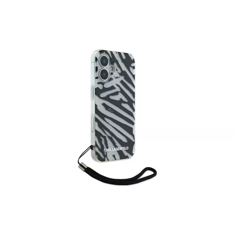 Karl Lagerfeld IML Zebra Pattern & Cord takakuori Apple iPhone 16 - musta