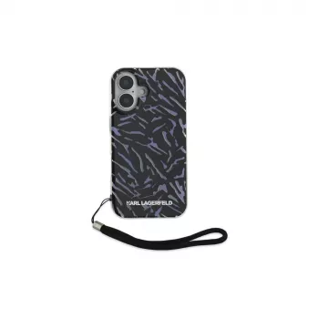 Karl Lagerfeld Zebra With Cord -kuori Apple iPhone 16 - violetti