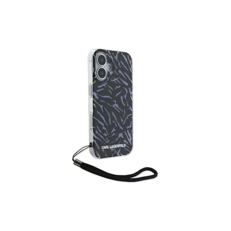 Karl Lagerfeld Zebra With Cord -kuori iPhone 16 Plus (violetti)