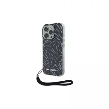 Karl Lagerfeld Zebra With Cord -kuori iPhone 16 Pro, violetti