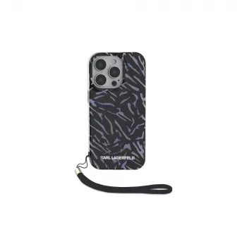 Karl Lagerfeld Zebra With Cord -kuori iPhone 16 Pro, violetti