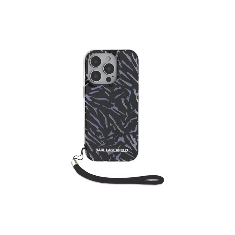 Karl Lagerfeld Zebra With Cord -kuori iPhone 16 Pro, violetti