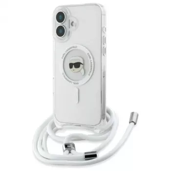 Karl Lagerfeld KLHMP16SHCKHNT iPhone 16 Hardcase läpinäkyvä Crossbody IML Karl Head MagSafe