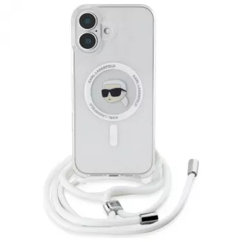 Karl Lagerfeld KLHMP16SHCKHNT iPhone 16 Hardcase läpinäkyvä Crossbody IML Karl Head MagSafe
