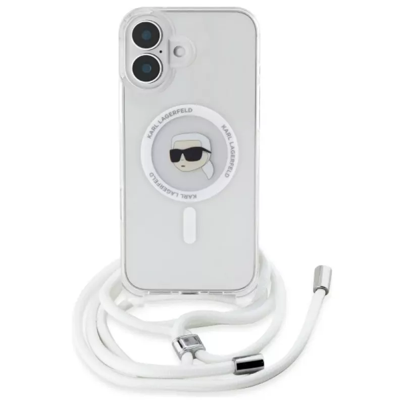 Karl Lagerfeld KLHMP16SHCKHNT iPhone 16 Hardcase läpinäkyvä Crossbody IML Karl Head MagSafe