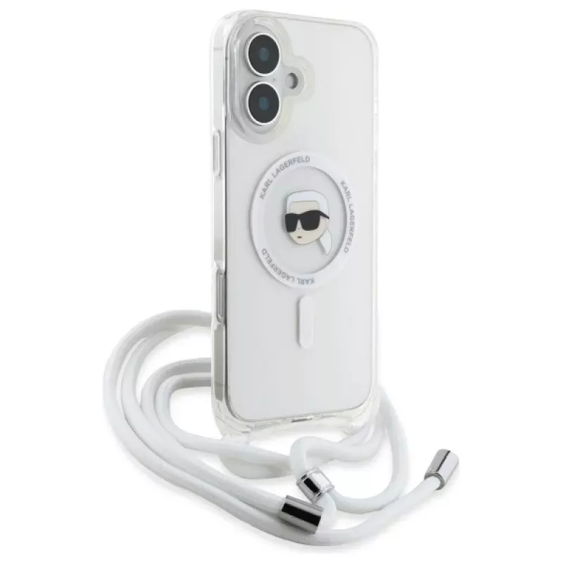 Karl Lagerfeld KLHMP16SHCKHNT iPhone 16 Hardcase läpinäkyvä Crossbody IML Karl Head MagSafe