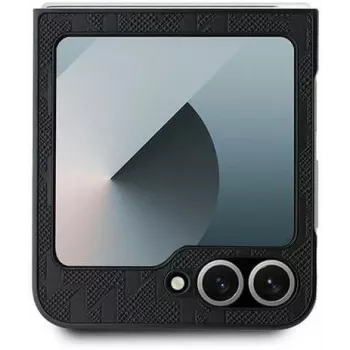 Karl Lagerfeld KLHCZF6PGKSKIHK Saffiano Monogram kova kuori Samsung Galaxy Z Flip 6 / Z Flip 7 FE, musta