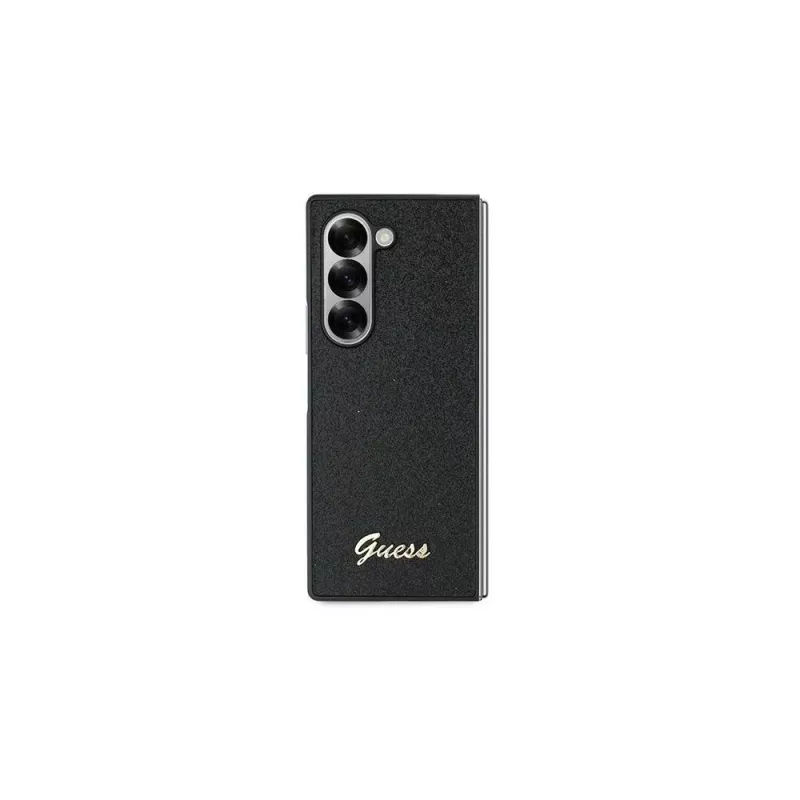 Guess GUHCZFD6HGGSHK Z Fold6 F956 musta 4G Glitter Script kova kuori