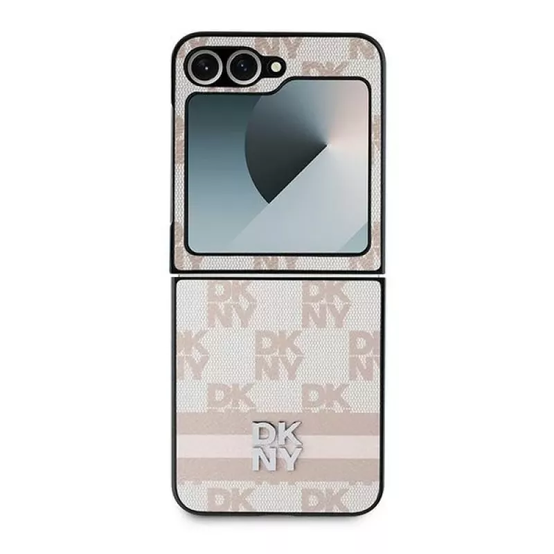 DKNY DKHCZF6PCPTSSP suojakotelo Samsung Galaxy Z Flip 6 -malliin - pinkki ruutukuvio raidoilla
