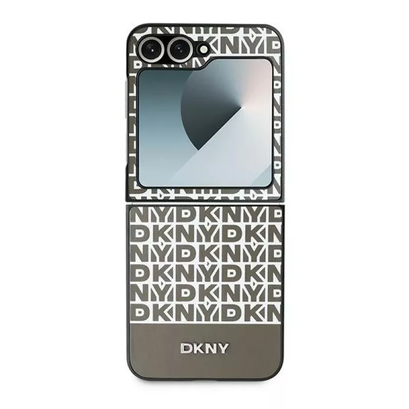 DKNY DKHCZF6PSOSPW suojakotelo Samsung Galaxy Z Flip 6 / Z Flip7 FE -malliin - ruskea Repeat Pattern Bottom Stripe