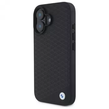 BMW BMHMP16S23RDDK iPhone 16 6,1 inch musta kova kotelo Sign Leather Diamond Metal Logo MagSafe