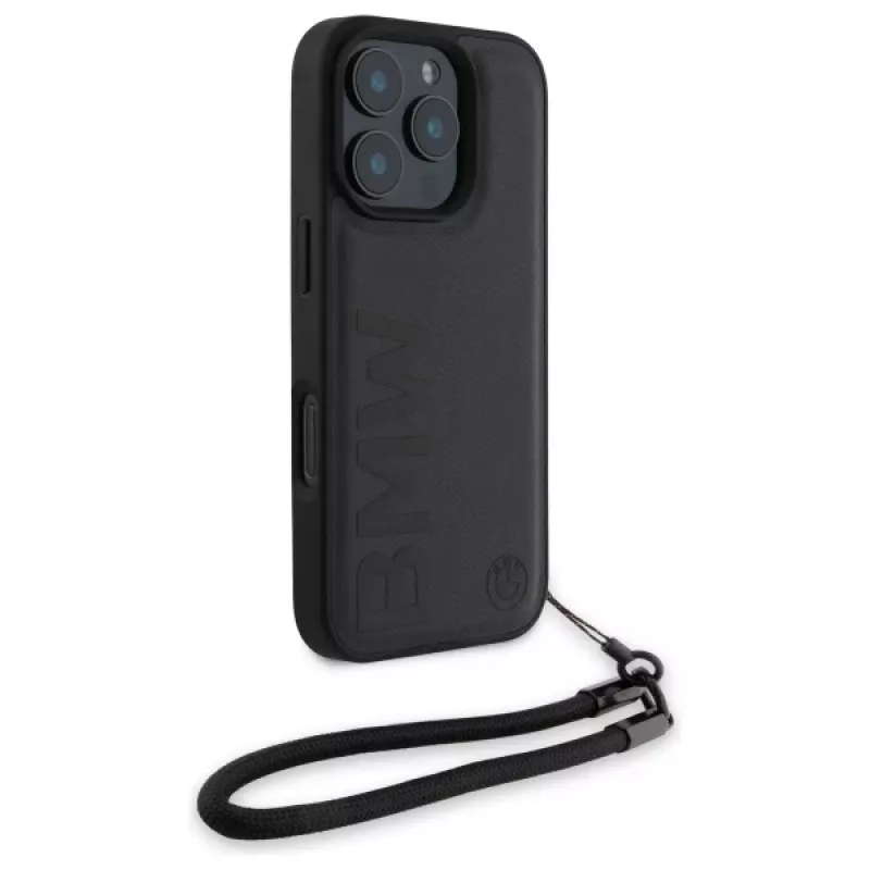 BMW Signature Leather Wordmark Cord -kova kotelo Apple iPhone 16 Pro 6,3