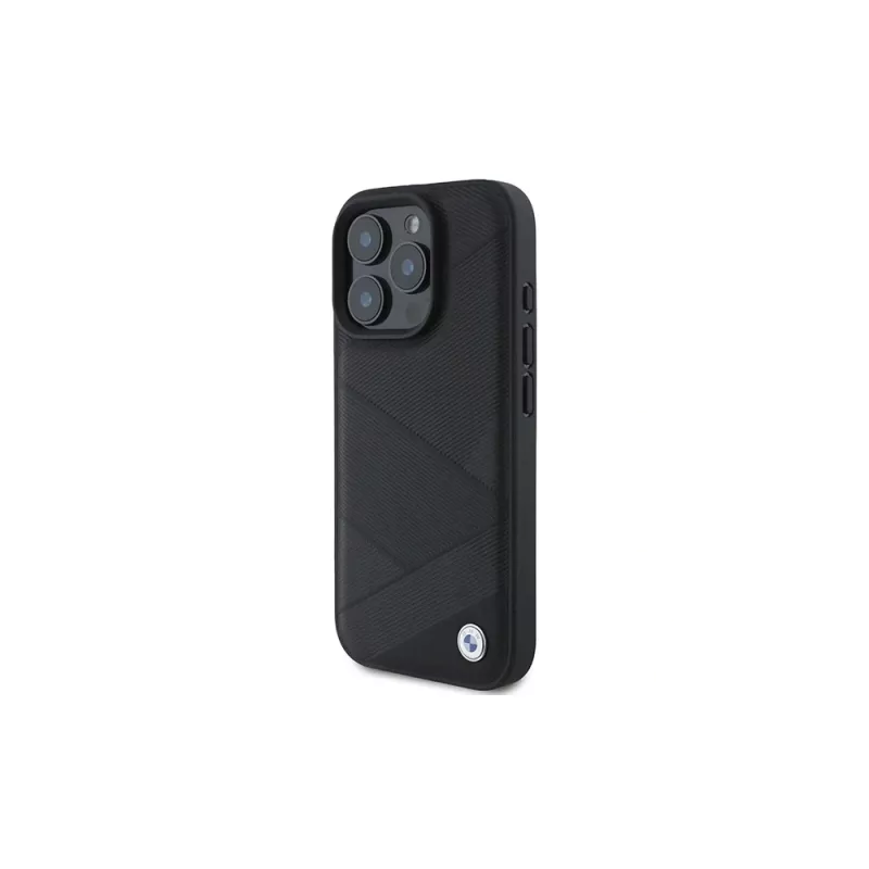 BMW Sign Leather Crossing Lines Pattern -kova kotelo Apple iPhone 16 Pro 6,3