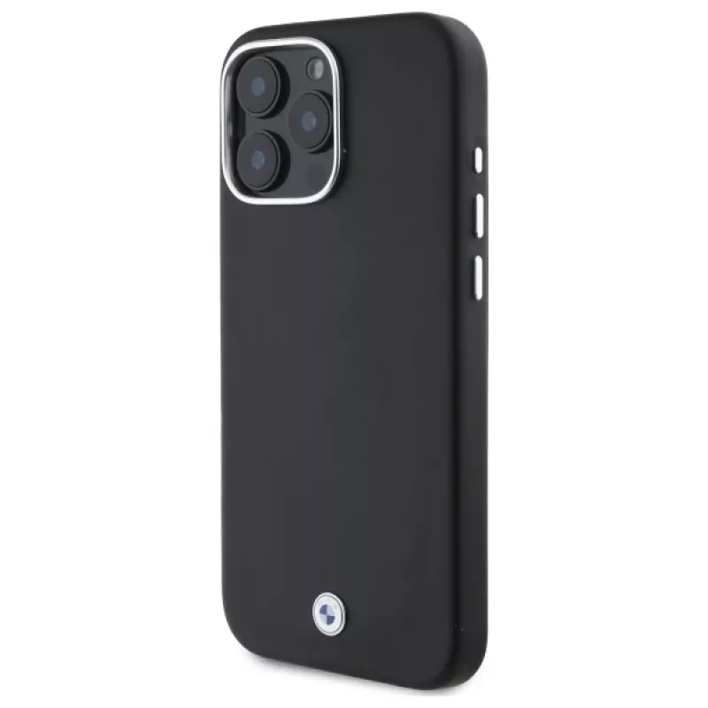 BMW M Collection iPhone 16 Pro kova kotelo Full Wrapped Metal MagSafe musta