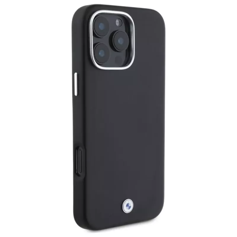 BMW M Collection iPhone 16 Pro kova kotelo Full Wrapped Metal MagSafe musta