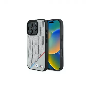 BMW M Perforated Tricolor Line -kova kotelo Apple iPhone 16 Pro 6,3