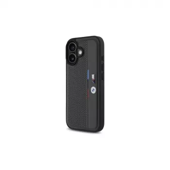 BMW BMHCP16S23PUPVA iPhone 16 6,1 antrasiitti kova kotelo M Perforated Tricolor Detail Line
