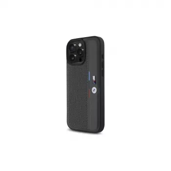 BMW M Perforated Tricolor Detail Line -kova kotelo Apple iPhone 16 Pro Max 6,9 inch - antrasiitti